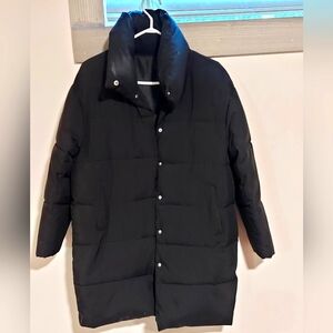 Black Mid Length Puffer Jacket